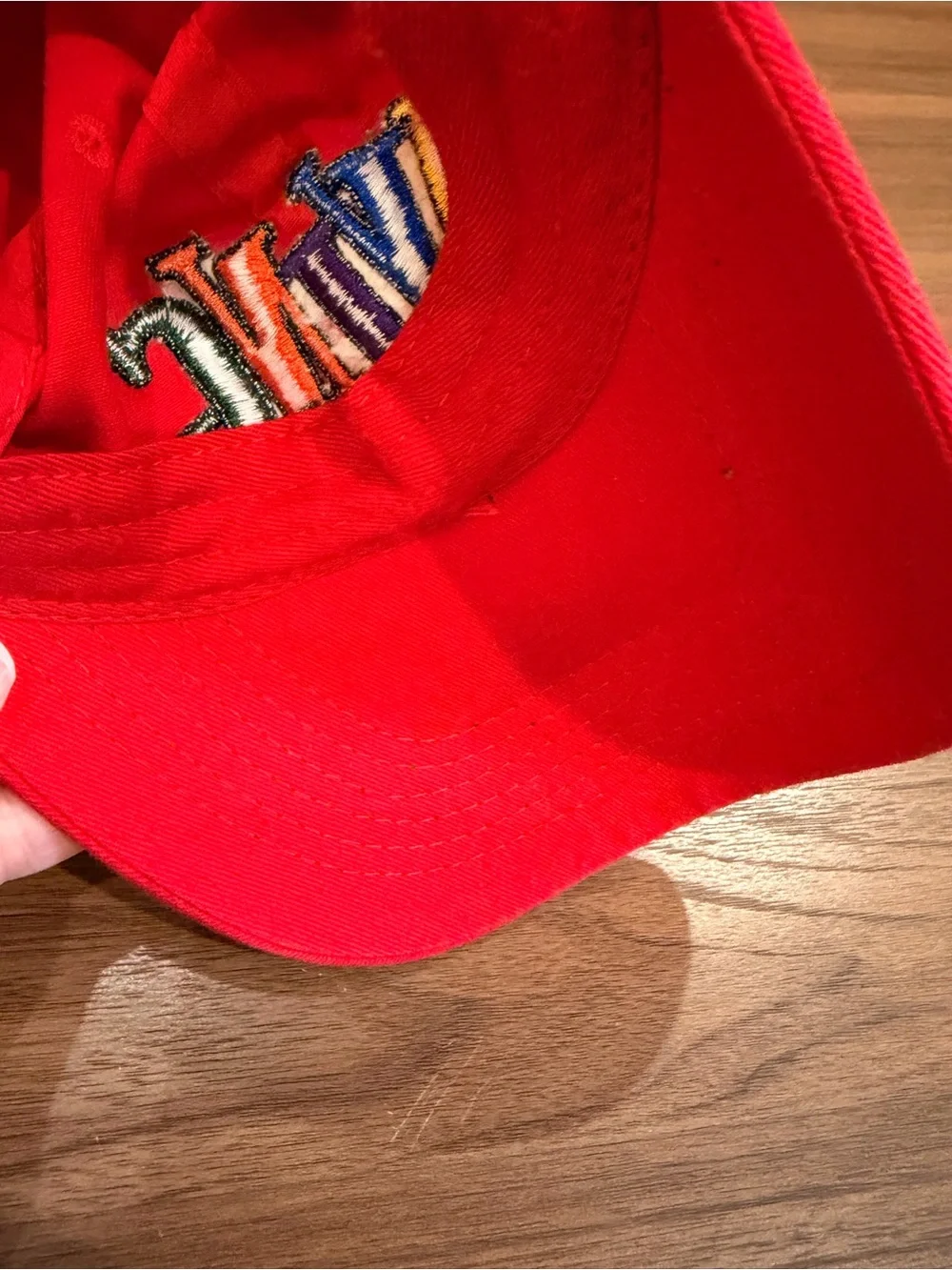 VTG Living Single Red 90's Dad Hat Embroidered Stitched Rainbow Adjustable
